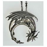 Sterling silver dragon necklace
