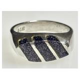 Sterling silver blue goldstone ring