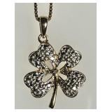 Sterling 4-leaf clover necklace w/tiny diamond