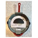 12" red enamel cast iron skillet --like new