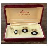 Anson genuine opal cufflinks and tie tack