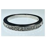 Sterling silver ring with channel set clear