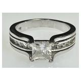 Sterling silver ring with clear stones