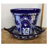 Decorated terra cotta planter pot