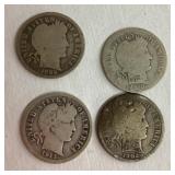 1899, 1902, 1910, 1913 silver dimes