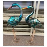 2 blue heron metal yard decor