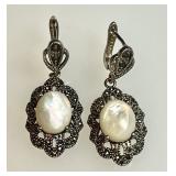Sterling silver marcasite mother of pearl