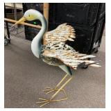 Metal heron yard art