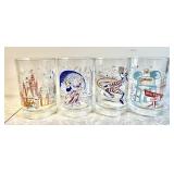 1996 Disney World 25th Anniversary glasses x4