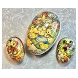 3 paper mache Easter egg candy containers