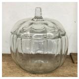 Glass pumpkin candy jar