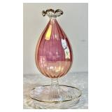 Blown glass vase with pin dish base