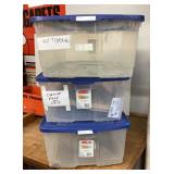 Three 59-quart clear storage totes