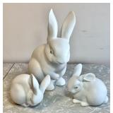 3 Department 56 bisque porcelain rabbit figures