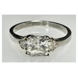 Sterling silver ring with clear stones