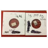 Two 1 gram .999 fine silver bars