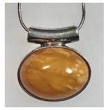 Poland sterling silver amber necklace