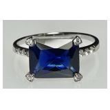 Sterling silver ring with blue stone