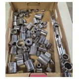 Assorted sockets --many Craftsmen, large, metric