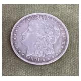 1891-O Morgan silver dollar