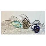 3 art glass fish