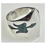 Sterling Native American ring --turquoise inlay