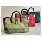 3 Dooney & Bourke hand bags --red, black, green