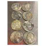 8 silver quarters -- damaged