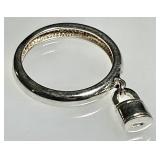 Sterling silver ring with padlock dangle