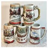 5 Anheuser Busch beer steins