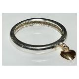 Sterling silver ring with gold heart dangle