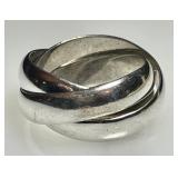 Sterling silver triple interlocking band ring