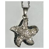Sterling silver diamond starfish necklace