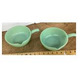 2 Fire-King jadeite 6" skillet bowls