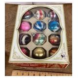 Box of vintage Christmas ornaments