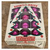 Box of Shiny Brite Christmas ornaments