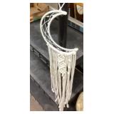 30" Macramï¿½ crescent moon wall hanging