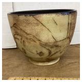 Signed horse hair pottery pot