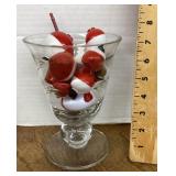 Large footed glass with bobbers