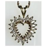 Gold over sterling heart necklace w/clear stones