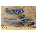 Dragon handled knife with sheath