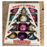 Box of Shiny Brite Christmas ornaments