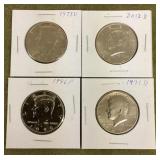 4 Kennedy half dollars