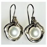 Sterling silver 14k gold pearl earrings