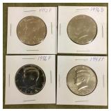 4 Kennedy half dollars
