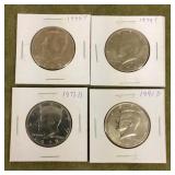 4 Kennedy half dollars