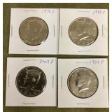 4 Kennedy half dollars