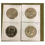 4 Kennedy half dollars