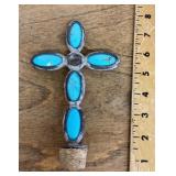 Turquoise cross bottle stopper
