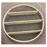 29" round wood and wire wall shelf